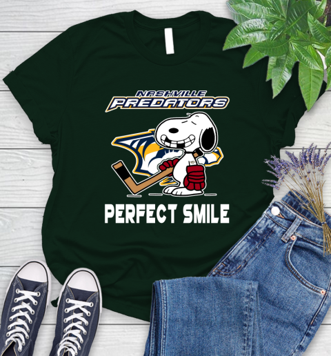 NHL Nashville Predators Snoopy Perfect Smile The Peanuts Movie Hockey T Shirt Women's T-Shirt 6