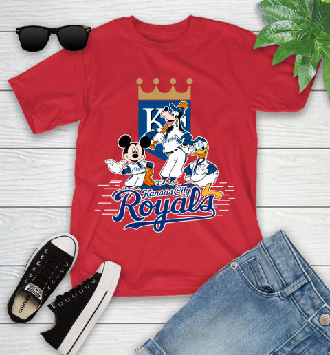 MLB Kansas City Royals Mickey Mouse Donald Duck Goofy Baseball T Shirt Youth T-Shirt 13