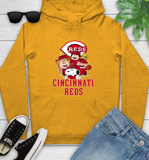 MLB Cincinnati Reds Snoopy Charlie Brown Woodstock The Peanuts Movie Baseball T Shirt_000 Youth Hoodie 2