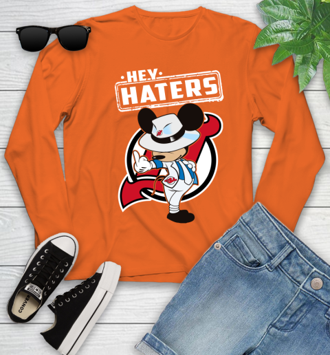 NHL Hey Haters Mickey Hockey Sports New Jersey Devils Youth Long Sleeve 3