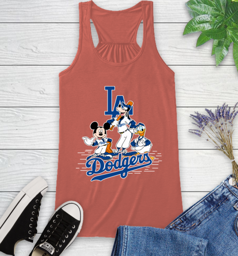 MLB Los Angeles Dodgers Mickey Mouse Donald Duck Goofy Baseball T Shirt Racerback Tank 3