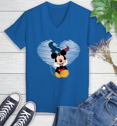 NFL Houston Texans The Heart Mickey Mouse Disney Football T Shirt_000 Women's V-Neck T-Shirt 10