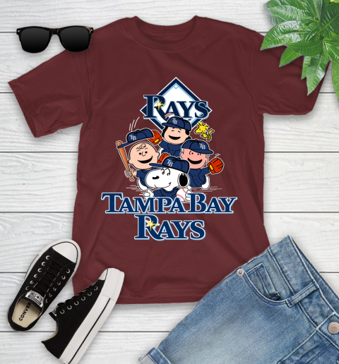 MLB Tampa Bay Rays Snoopy Charlie Brown Woodstock The Peanuts Movie Baseball T Shirt Youth T-Shirt 14
