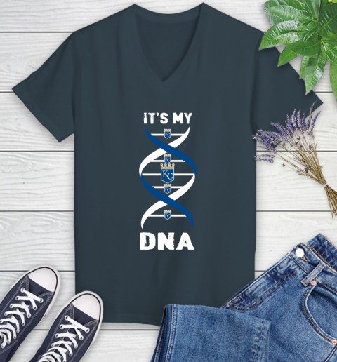 Kansas City Royals MLB Baseball It's My DNA Sports Women's V-Neck T-Shirt 9 Kansas City Royals MLB Baseball It's My DNA Sports Women's V-Neck T-Shirt - Image 9