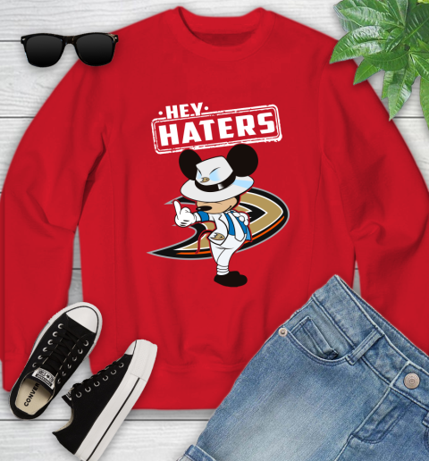NHL Hey Haters Mickey Hockey Sports Anaheim Ducks Youth Sweatshirt 8