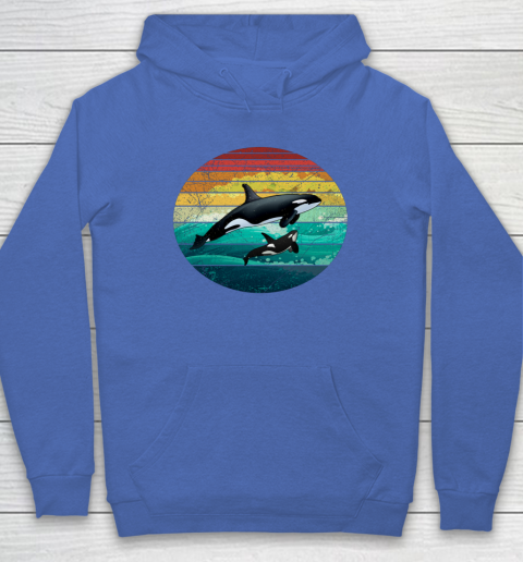 Orca Family Vintage Retro Art Killer Whale Family Hoodie 5
