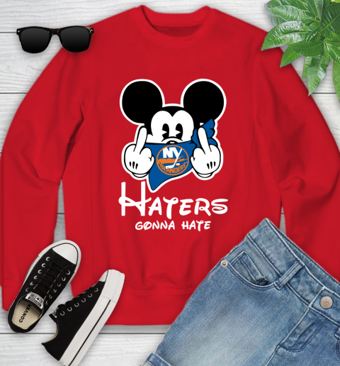 NHL New York Islanders Haters Gonna Hate Mickey Mouse Disney Hockey T Shirt Youth Sweatshirt 8