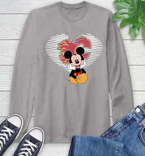 NHL Calgary Flames The Heart Mickey Mouse Disney Hockey Long Sleeve T-Shirt 6