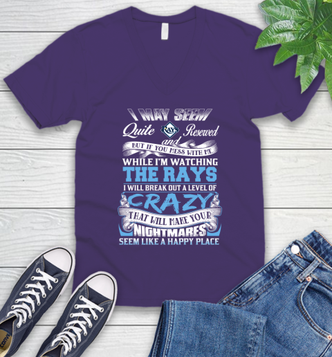 Tampa Bay Rays MLB Baseball Don't Mess With Me While I'm Watching My Team V-Neck T-Shirt 9