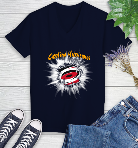 Carolina Hurricanes NHL Hockey Adoring Fan Rip Sports Women's V-Neck T-Shirt 2