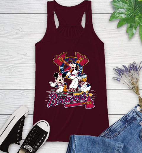 MLB Atlanta Braves Mickey Mouse Donald Duck Goofy Baseball T Shirt Racerback Tank 2