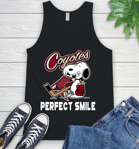 NHL Arizona Coyotes Snoopy Perfect Smile The Peanuts Movie Hockey T Shirt Tank Top