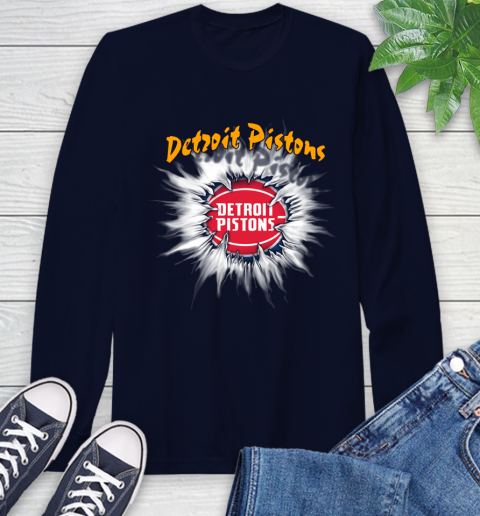 Detroit Pistons NBA Basketball Rip Sports Long Sleeve T-Shirt 3