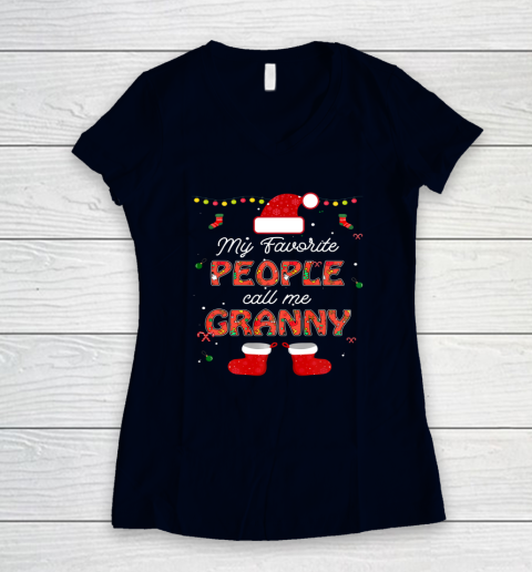My Favorite People Call Me Granny Thanksgiving Christmas Women's V-Neck T-Shirt 2