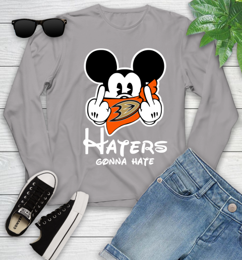 NHL Anaheim Ducks Haters Gonna Hate Mickey Mouse Disney Hockey T Shirt Youth Long Sleeve 5