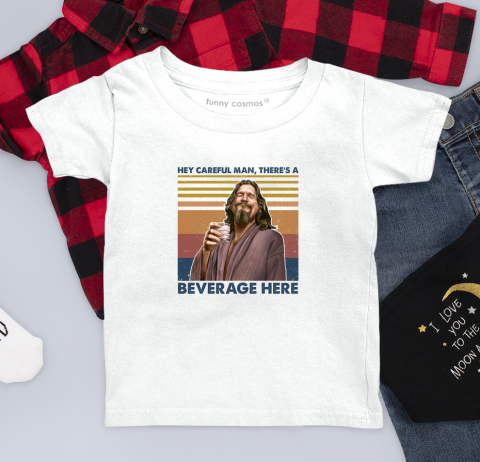 Careful Man There's A Beverage Here The Dude Big Lebowski Vintage Men's T-Shirt
