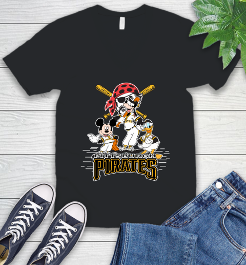 MLB Pittsburgh Pirates Mickey Mouse Donald Duck Goofy Baseball T Shirt V-Neck T-Shirt