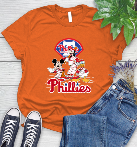 MLB Philadelphia Phillies Mickey Mouse Donald Duck Goofy Baseball T Shirt Women's T-Shirt 3