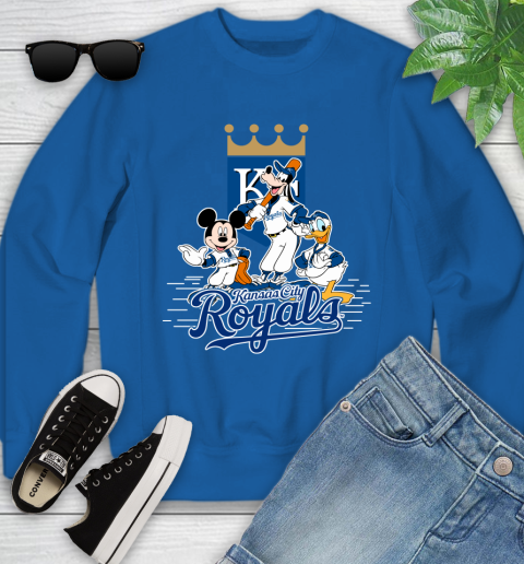 MLB Kansas City Royals Mickey Mouse Donald Duck Goofy Baseball T Shirt Youth Sweatshirt 7