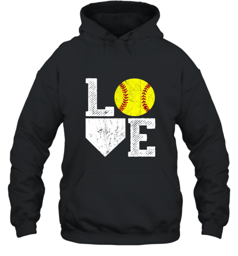 Love Softball Long Sleeve T Shirt Women Mom Dad Vintage Gift ah my shirt Hooded