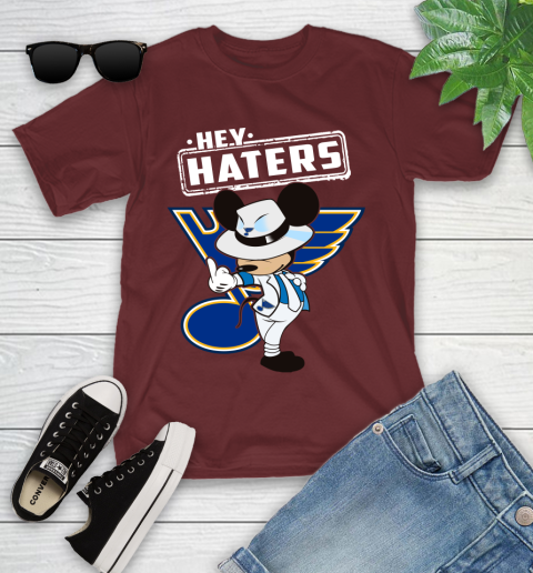 NHL Hey Haters Mickey Hockey Sports St.Louis Blues Youth T-Shirt 14