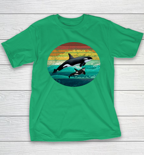 Orca Family Vintage Retro Art Killer Whale Family Youth T-Shirt 4