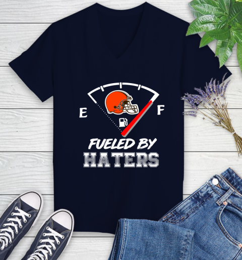 Cleveland Browns NFL Football Fueled By Haters Sports Women's V-Neck T-Shirt 2
