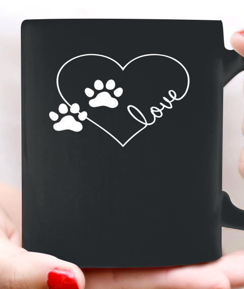 Cute Love Hearts Valentine Day Paw Print Dog Owner Dog Lover Ceramic Mug 11oz