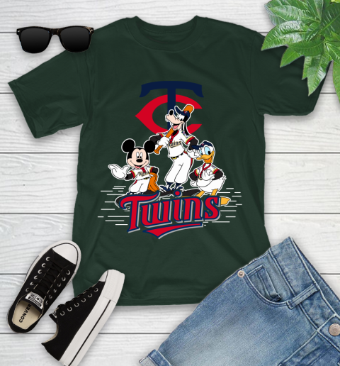 MLB Minnesota Twins Mickey Mouse Donald Duck Goofy Baseball T Shirt Youth T-Shirt 5