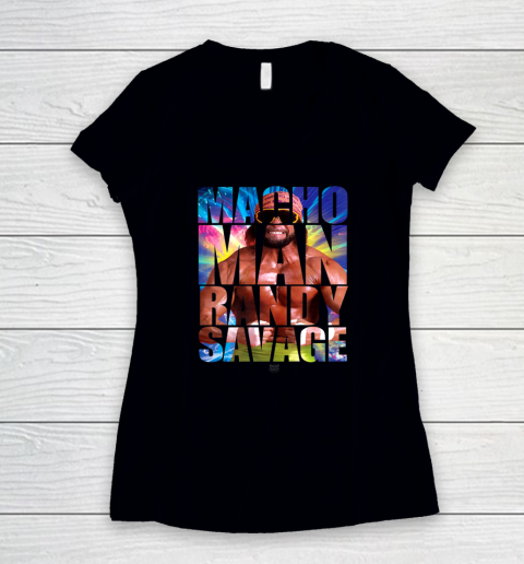 Randy Macho Man Savage WWE Disco Splash Women's V-Neck T-Shirt 8