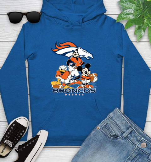 NFL Denver Broncos Mickey Mouse Donald Duck Goofy Football Shirt Youth Hoodie 11