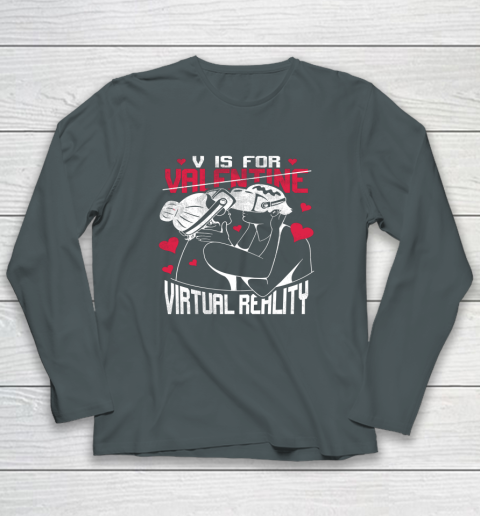 V Is For Virtual Reality Funny Valentine Couples Lovers Kiss Long Sleeve T-Shirt 11
