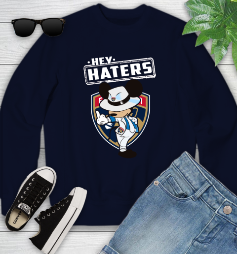 NHL Hey Haters Mickey Hockey Sports Florida Panthers Youth Sweatshirt 2