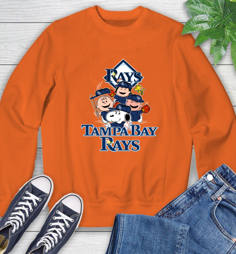 MLB Tampa Bay Rays Snoopy Charlie Brown Woodstock The Peanuts Movie Baseball T Shirt Sweatshirt 3