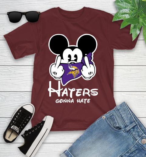 NFL Minnesota Vikings Haters Gonna Hate Mickey Mouse Disney Football T Shirt Youth T-Shirt 14