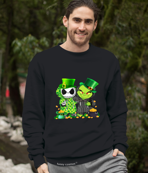Nightmare Before Christmas T Shirt, Jack Skellington Grinch Shamrock Shirt, St Patrick's Day Gifts