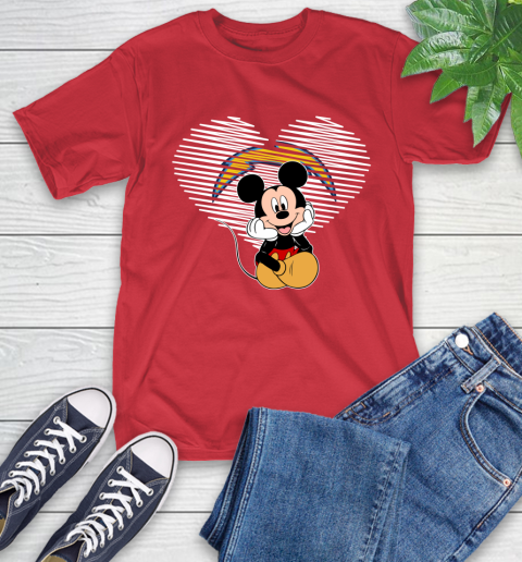 NFL Los Angeles Chargers The Heart Mickey Mouse Disney Football T Shirt_000 T-Shirt 11