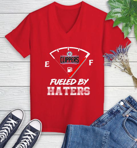 LA Clippers NBA Basketball Fueled By Haters Sports Women's V-Neck T-Shirt 11