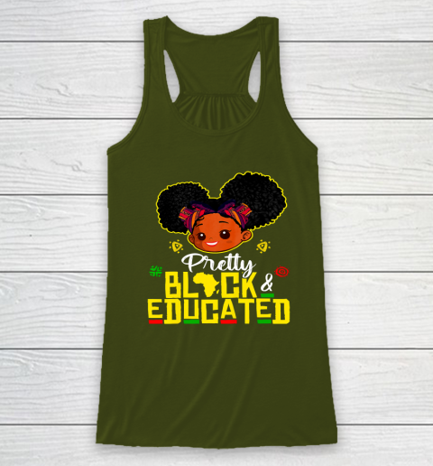 Black Girl, Women Shirt Pretty Black Educated Black Princess Girl Kids Juneteenth Racerback Tank 2