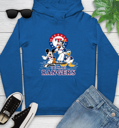 MLB Texas Rangers Mickey Mouse Donald Duck Goofy Baseball T Shirt Youth Hoodie 11