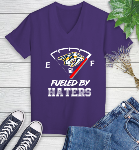 Nashville Predators NHL Hockey Fueled By Haters Sports Women's V-Neck T-Shirt 3