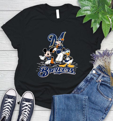 MLB Milwaukee Brewers Mickey Mouse Donald Duck Goofy Baseball T Shirt Women's T-Shirt