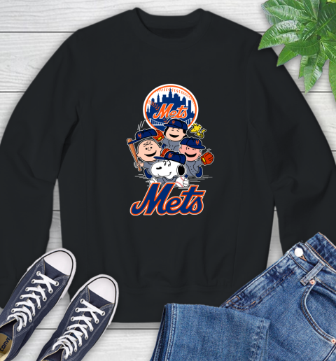 MLB New York Mets Snoopy Charlie Brown Woodstock The Peanuts Movie Baseball T Shirt Sweatshirt