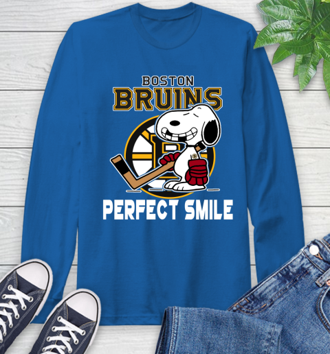 NHL Boston Bruins Snoopy Perfect Smile The Peanuts Movie Hockey T Shirt Long Sleeve T-Shirt 10