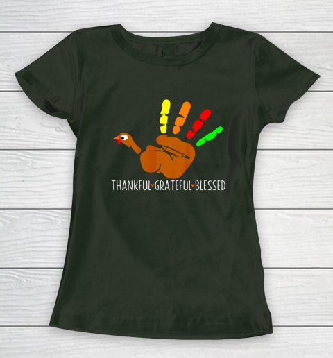 Thanksgiving Shirt Turkey Hand Print Funny Thanksgiving Day Women's T-Shirt 3