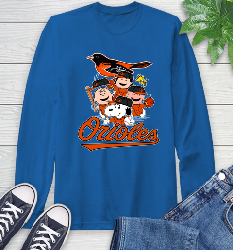 MLB Baltimore Orioles Snoopy Charlie Brown Woodstock The Peanuts Movie Baseball T Shirt_000 Long Sleeve T-Shirt 10