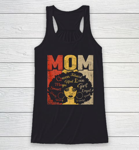 Black Mom Afro African American Mom Mother's Day Racerback Tank