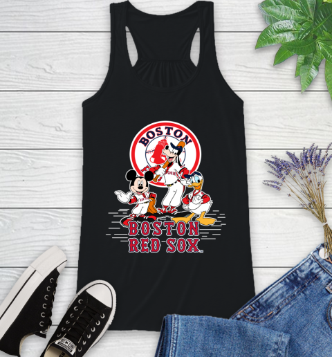 MLB Boston Red Sox Mickey Mouse Donald Duck Goofy Baseball T Shirt Racerback Tank