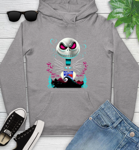 NHL New York Rangers Jack Skellington Sally The Nightmare Before Christmas Hockey Youth Hoodie 6