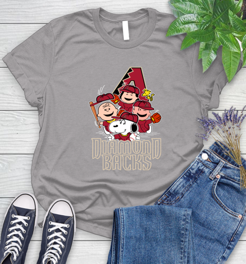MLB Arizona Diamondbacks Snoopy Charlie Brown Woodstock The Peanuts Movie Baseball T Shirt_000 Women's T-Shirt 5